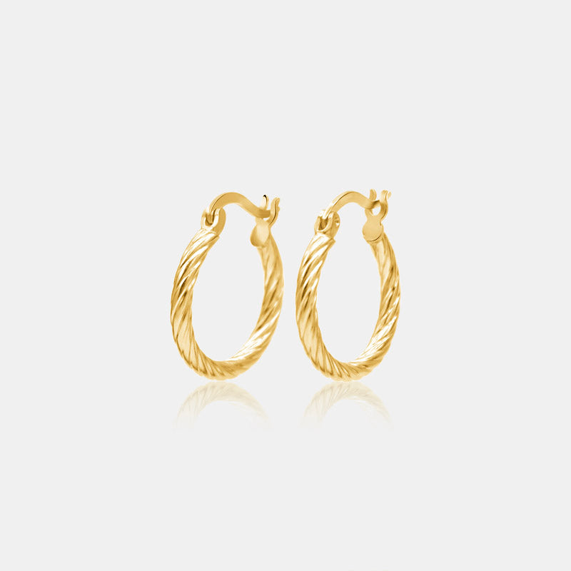rope hoop earrings 14k gold vintage women's jewelry