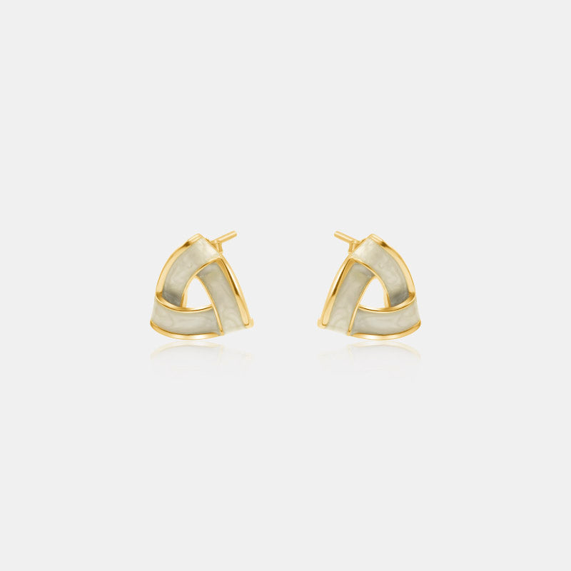 luxury triangle watercolor 14k gold stud earring women's jewelry 