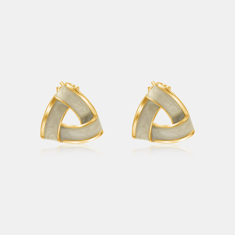 luxury triangle watercolor 14k gold stud earring women's jewelry
