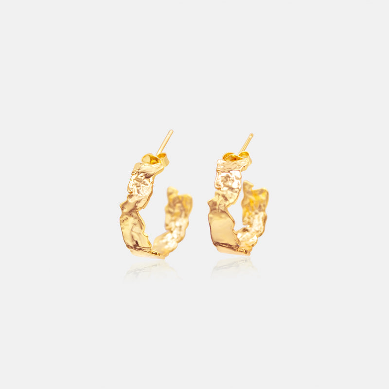 geometric earrings saavaunt 14k gold c hoop earrings