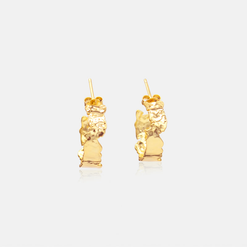geometric earrings saavaunt 14k gold c hoop earrings