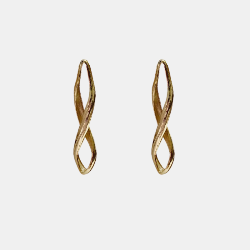 infinity abstract earring sterling silver 14k gold saavaunt
